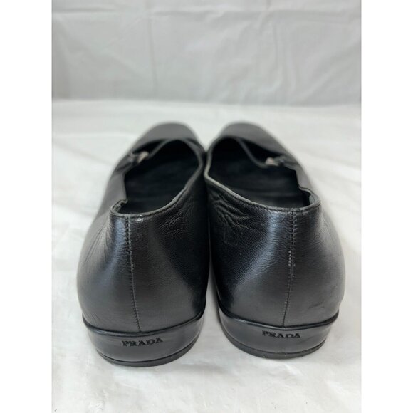 Prada Mary Jane Black soft nappa leather Loafer Ballet Flats Size 8 - Picture 3 of 11
